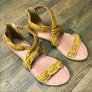 Seychelles yellow leather braided flats
